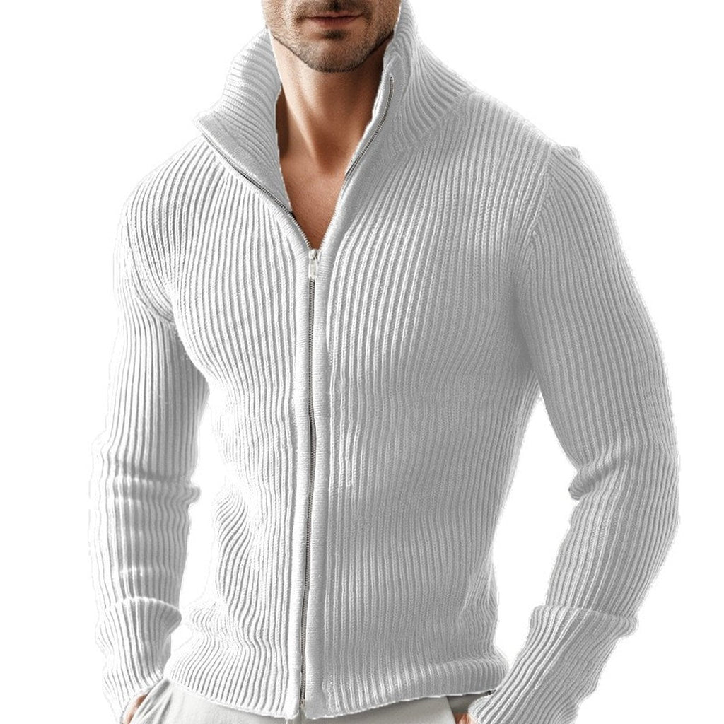 Men's Knitted Zip-up Turtleneck Cardigan