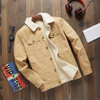 Men's Lamb Wool Plus Fleece Cargo Jacket