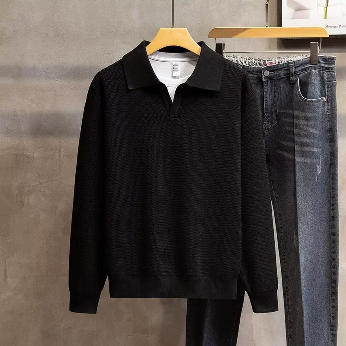 Men's Lapel Knitted Polo Shirt