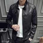 Men's Leather Jacket Zipper Cardigan