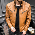Men's Leather Jacket Zipper Cardigan