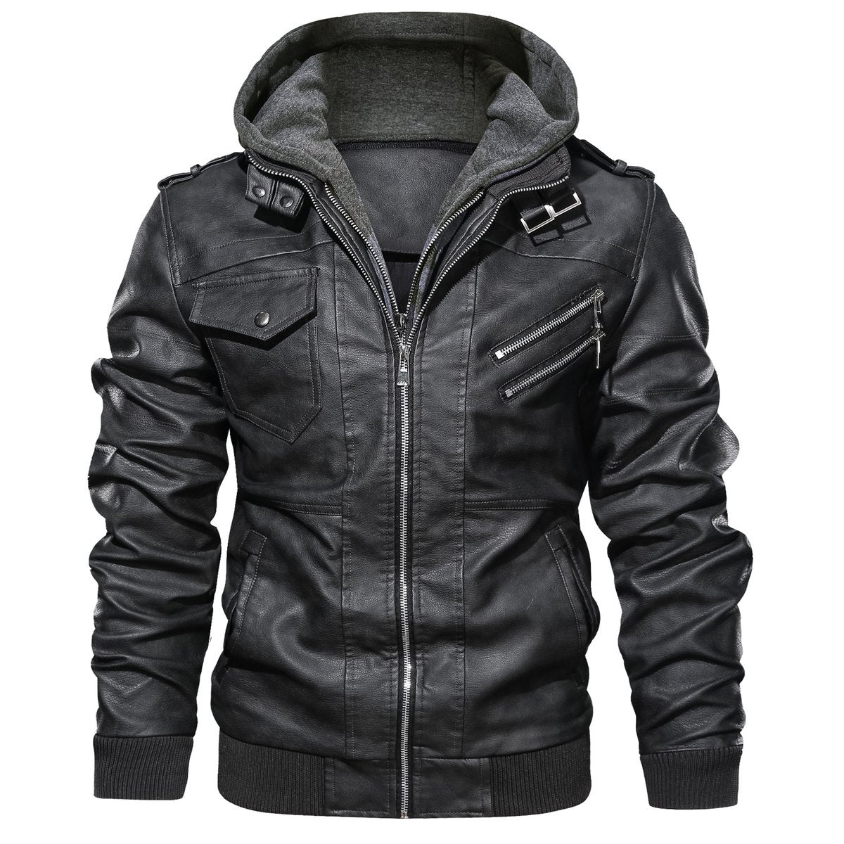 Men's Leather Jackets Faux Jacket Lapel Zip-up Slim