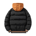 Men's Letter Hooded Cotton Coat Warm Solid Zipper