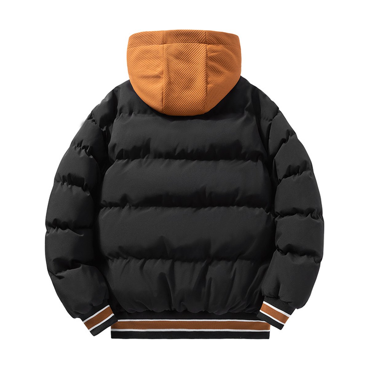 Men's Letter Hooded Cotton Coat Warm Solid Zipper
