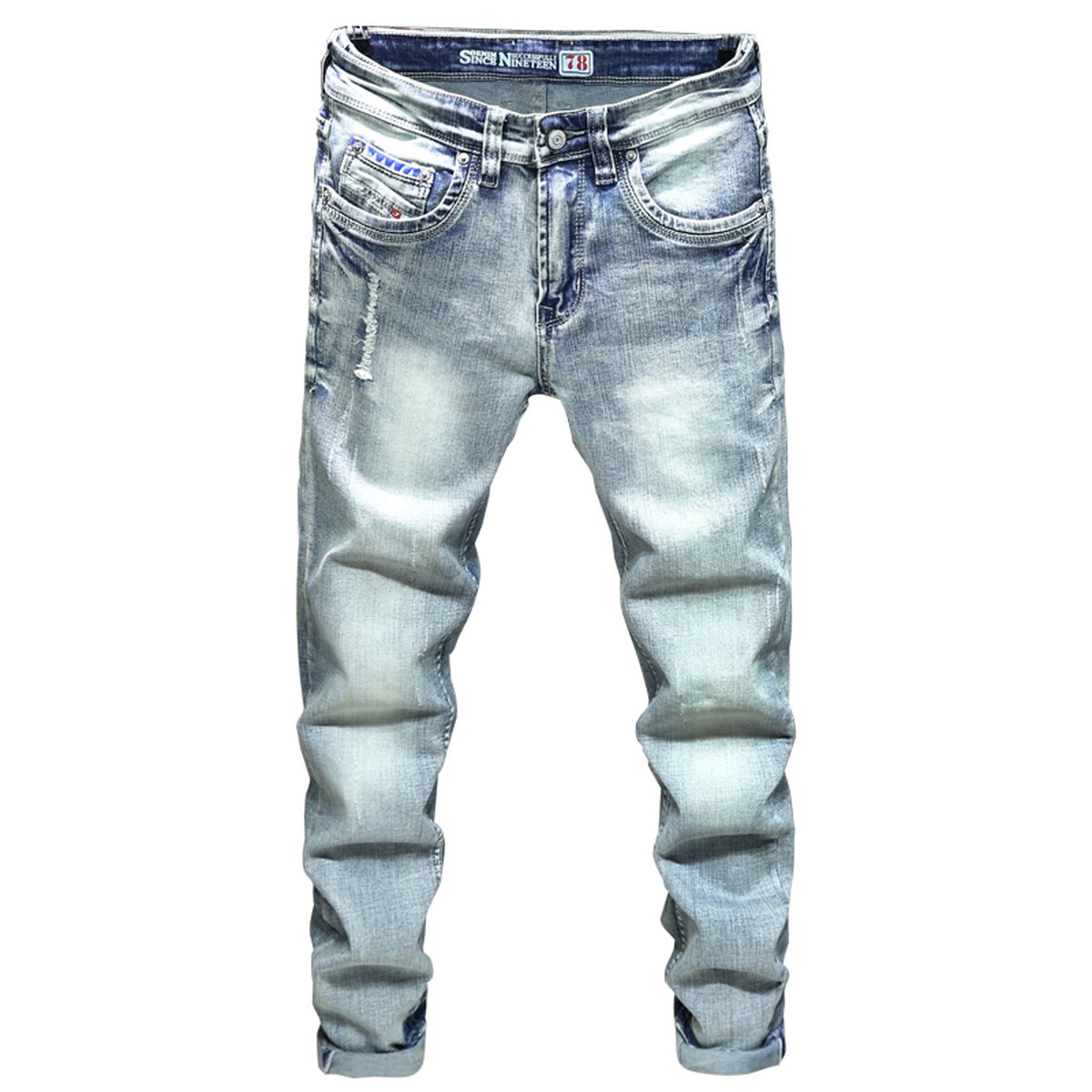 Men's Light Blue Ripped Jeans