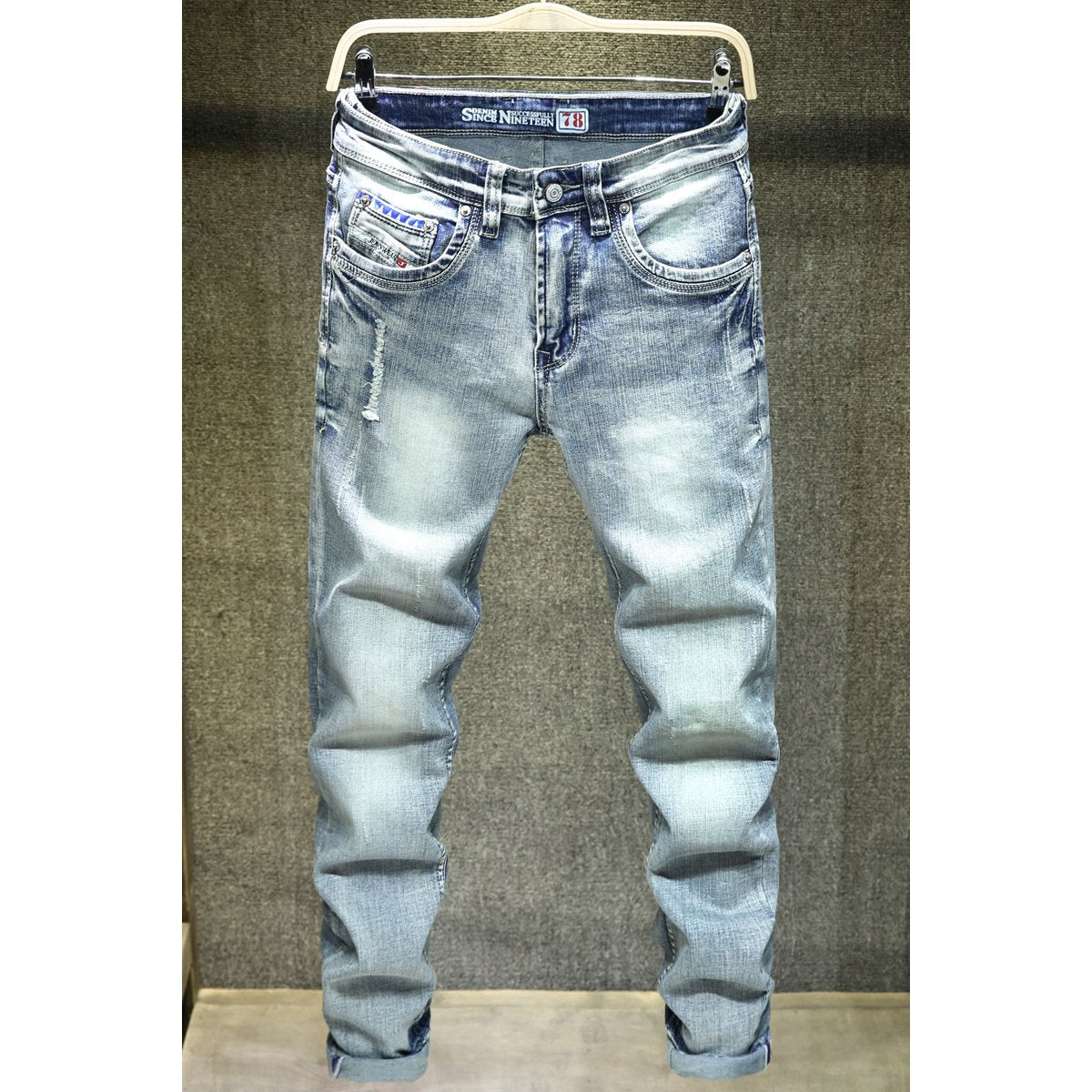 Men's Light Blue Ripped Jeans