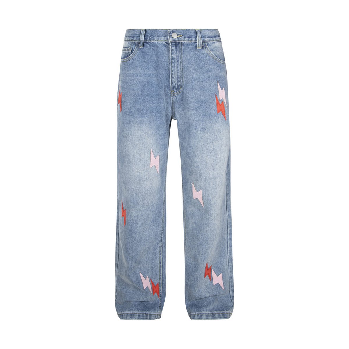 Men's Lightning Embroidered Denim Trousers