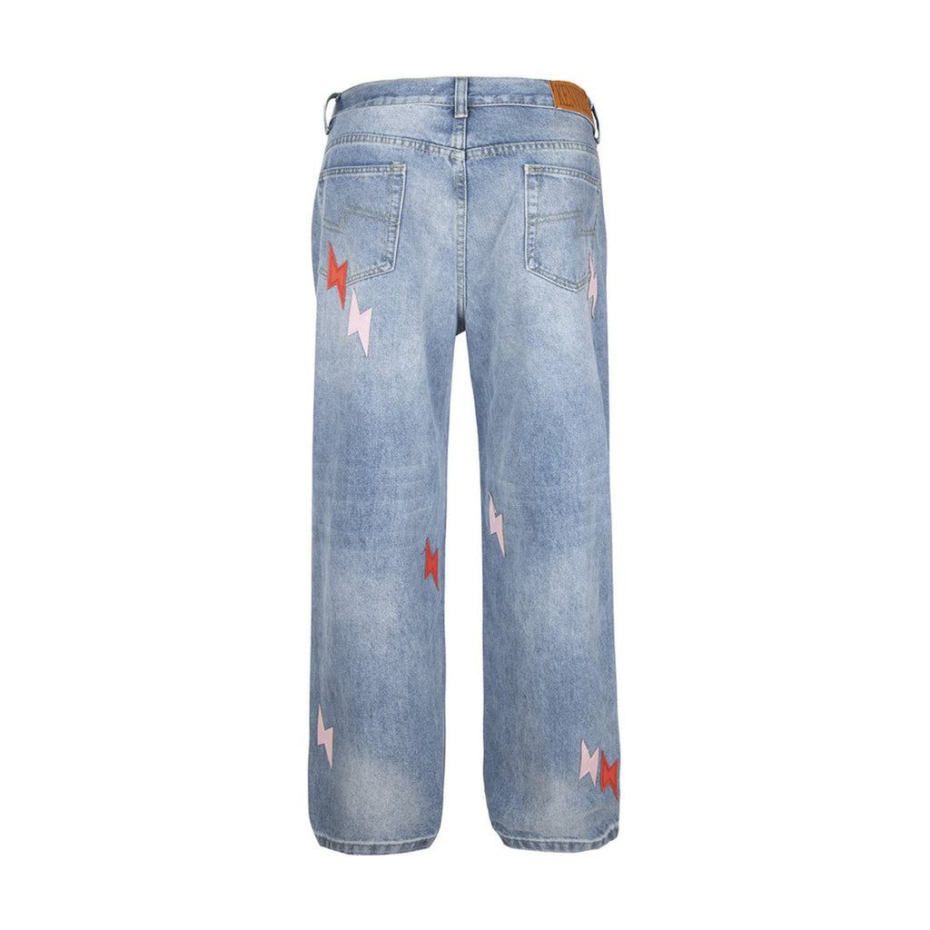 Men's Lightning Embroidered Denim Trousers