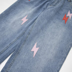 Men's Lightning Embroidered Denim Trousers