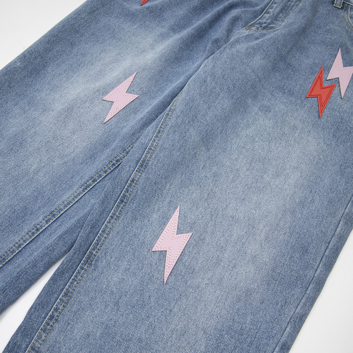 Men's Lightning Embroidered Denim Trousers