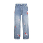 Men's Lightning Embroidered Denim Trousers