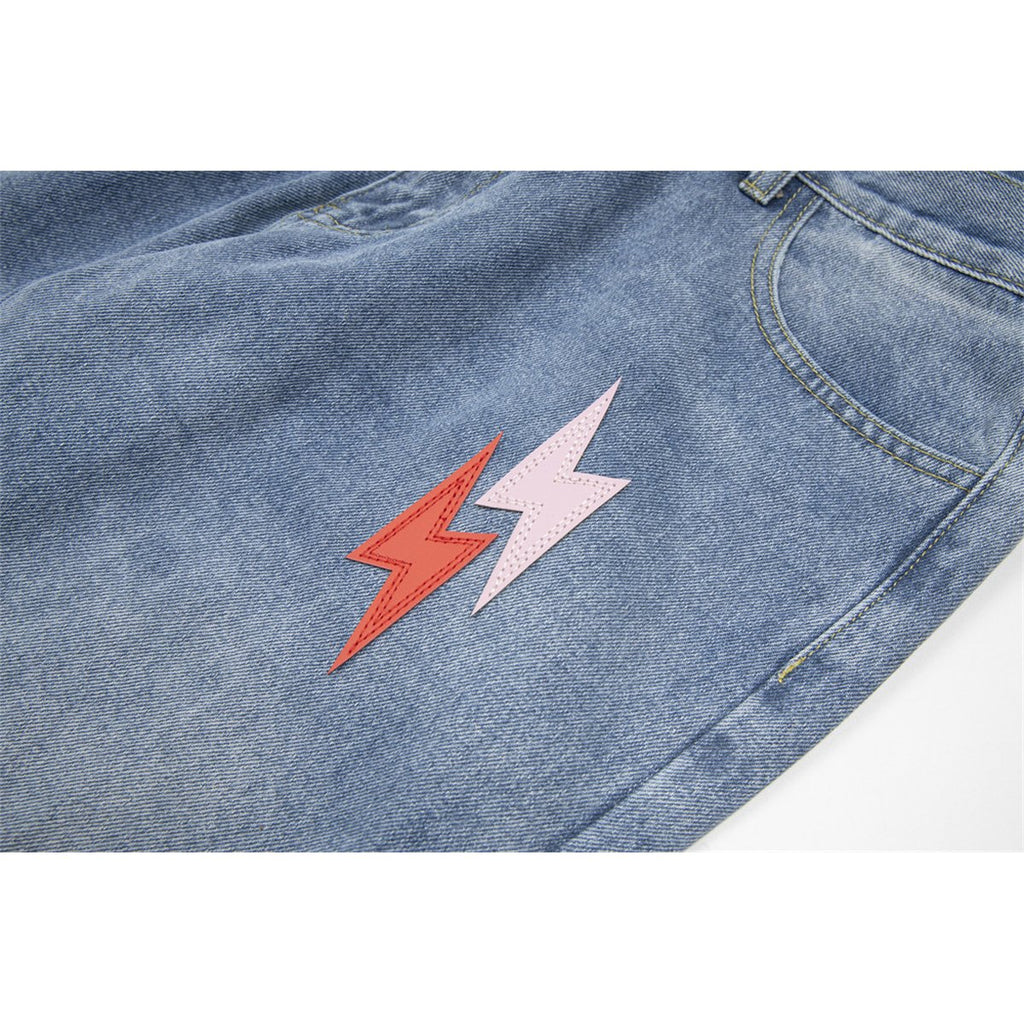 Men's Lightning Embroidered Denim Trousers