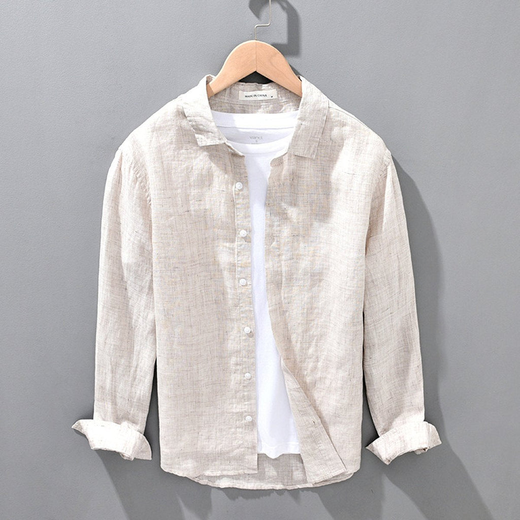 Men's Linen Breathable Shirt Solid Color Loose
