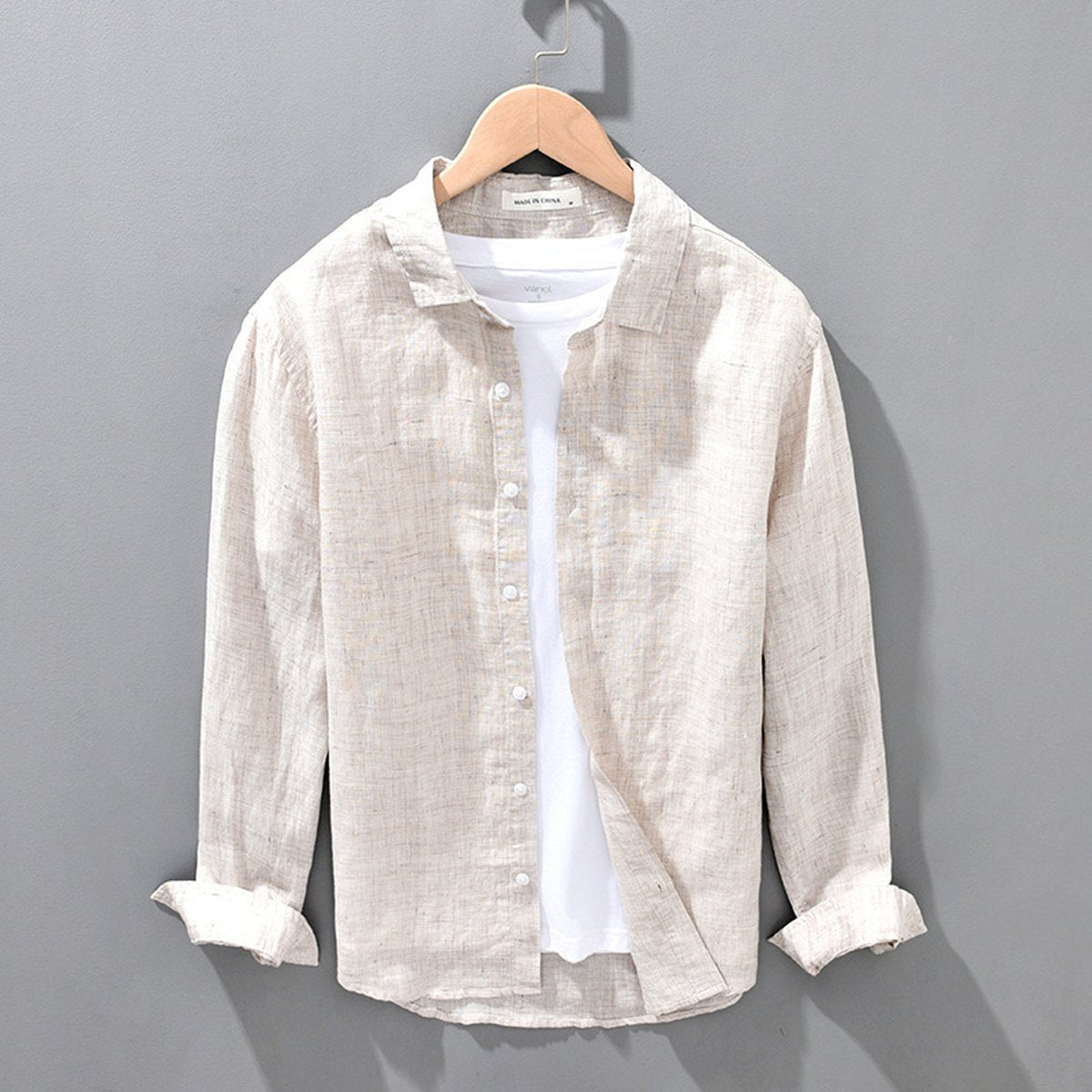 Men's Linen Breathable Shirt Solid Color Loose