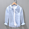 Men's Linen Breathable Shirt Solid Color Loose