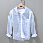 Men's Linen Breathable Shirt Solid Color Loose