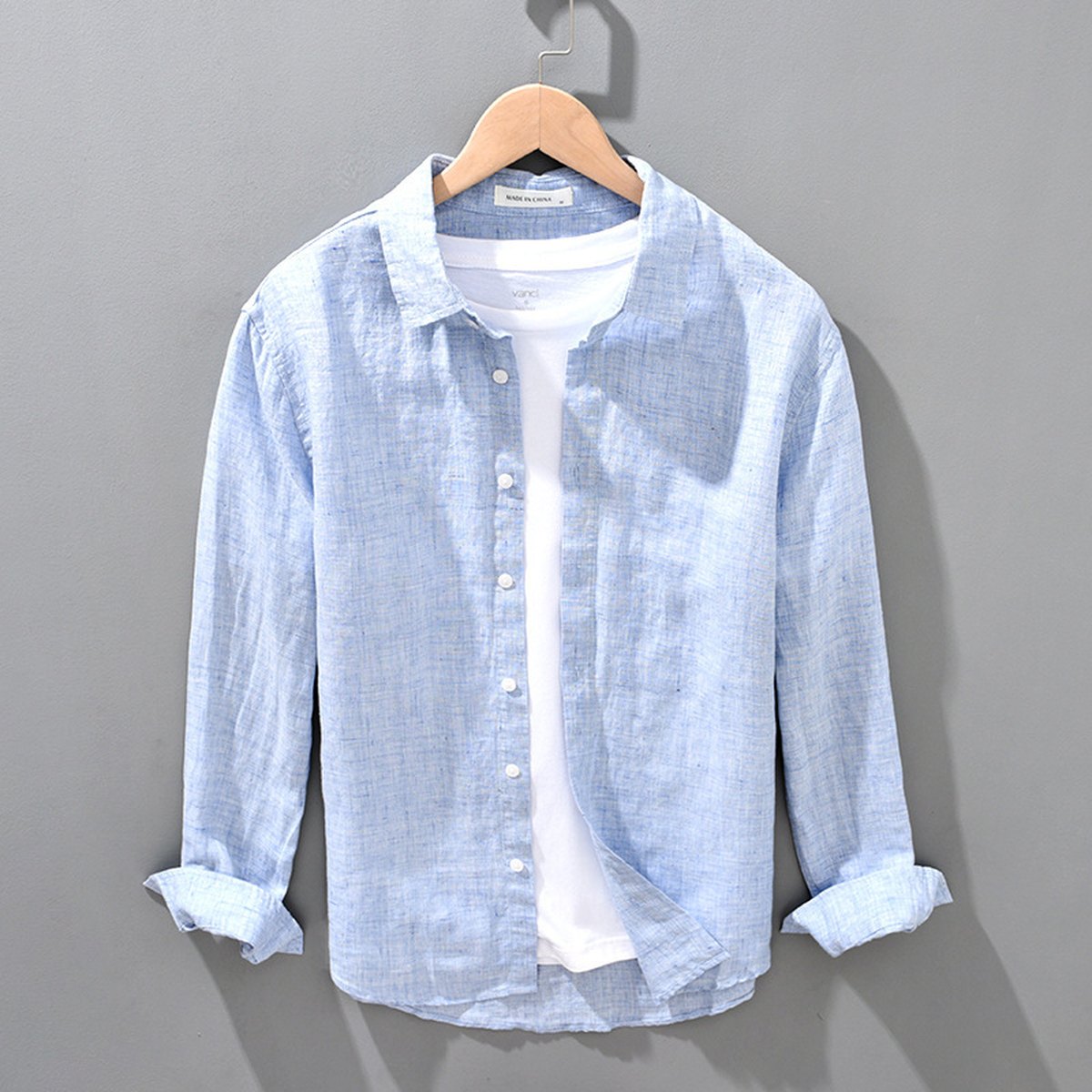Men's Linen Breathable Shirt Solid Color Loose