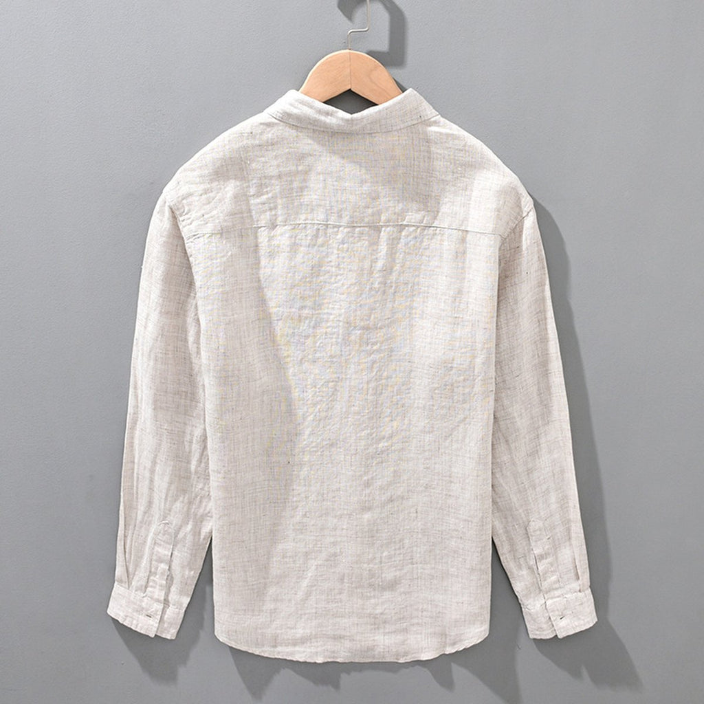 Men's Linen Breathable Shirt Solid Color Loose