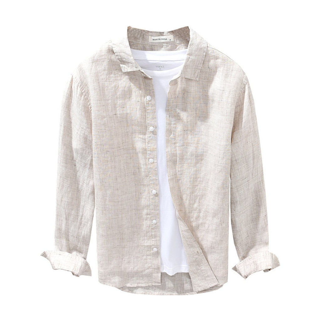 Men's Linen Breathable Shirt Solid Color Loose