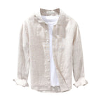 Men's Linen Breathable Shirt Solid Color Loose