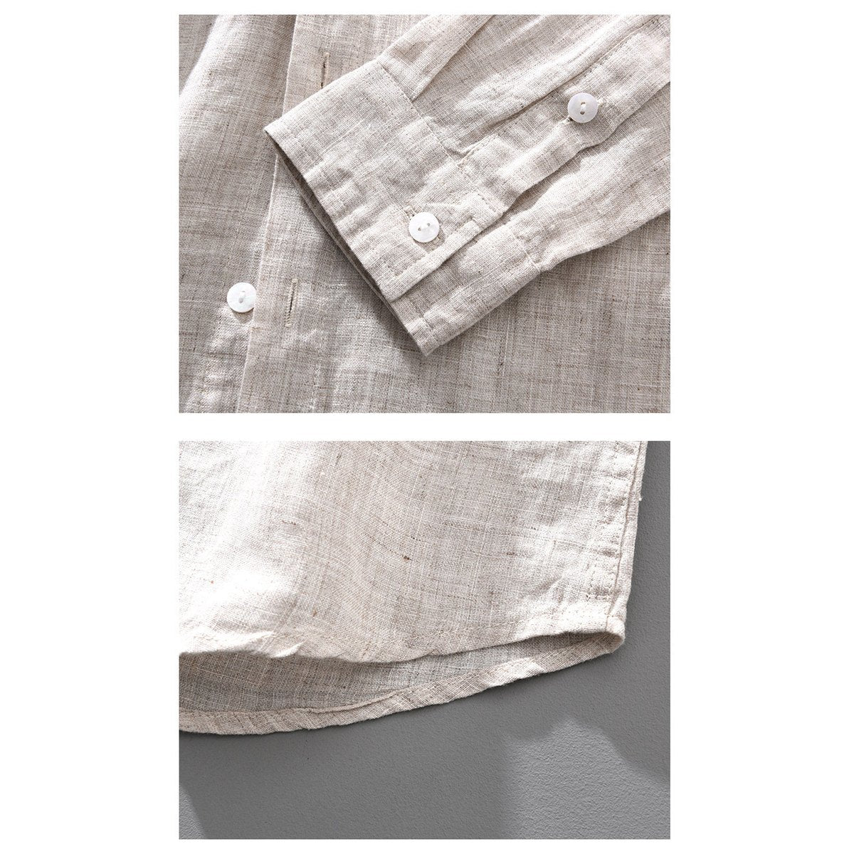 Men's Linen Breathable Shirt Solid Color Loose