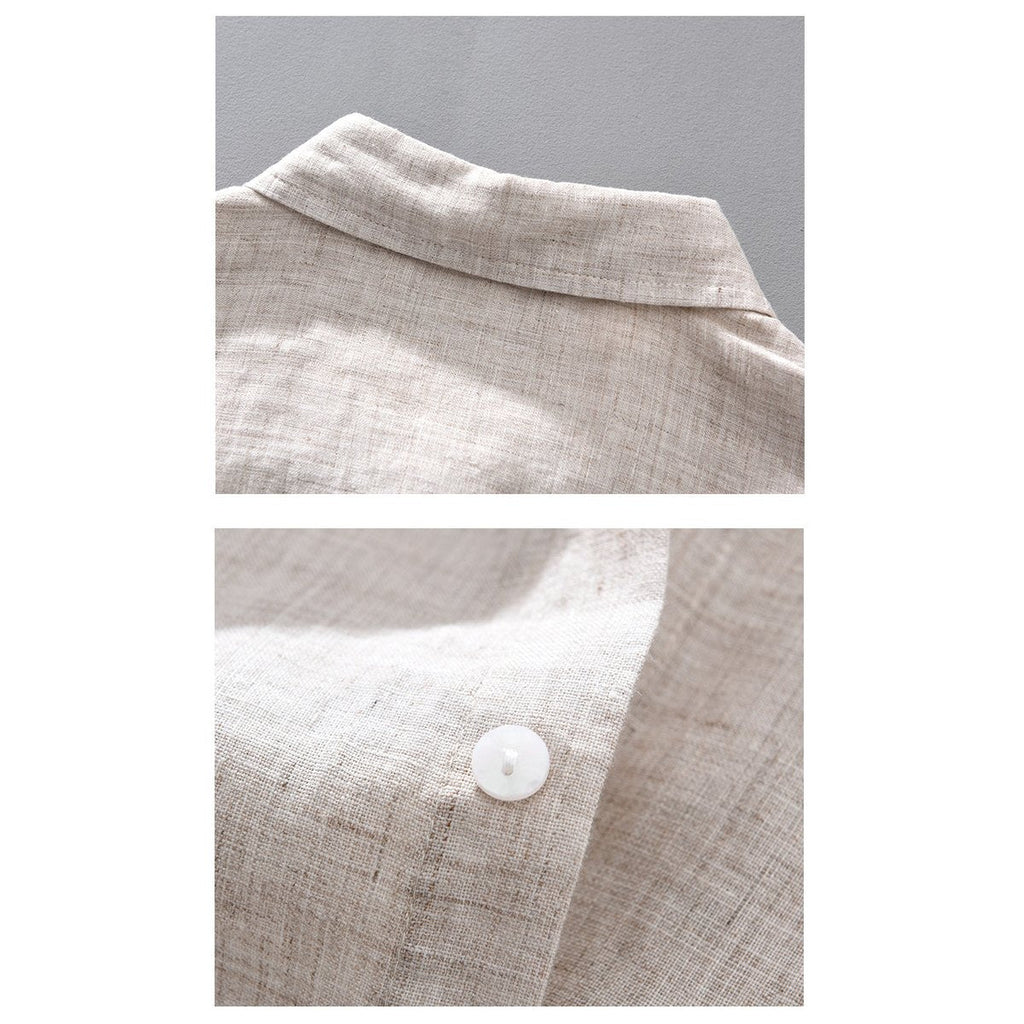Men's Linen Breathable Shirt Solid Color Loose