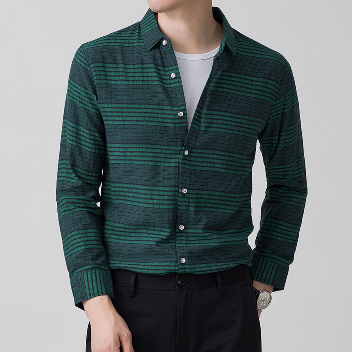 Men's Long Sleeve Shirt Light Business Casual Linen