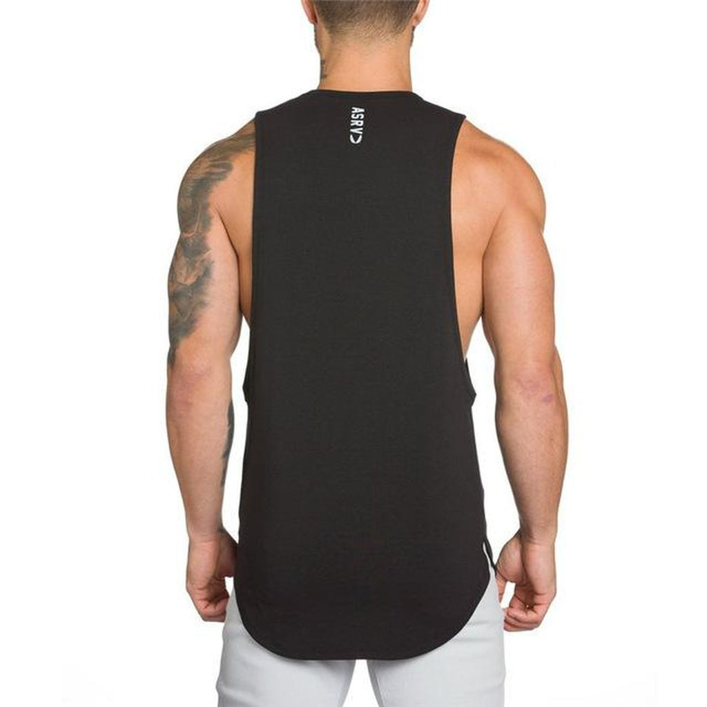 Men's Long Tank Muscle Workout T-shirt Bodybuilding Gym