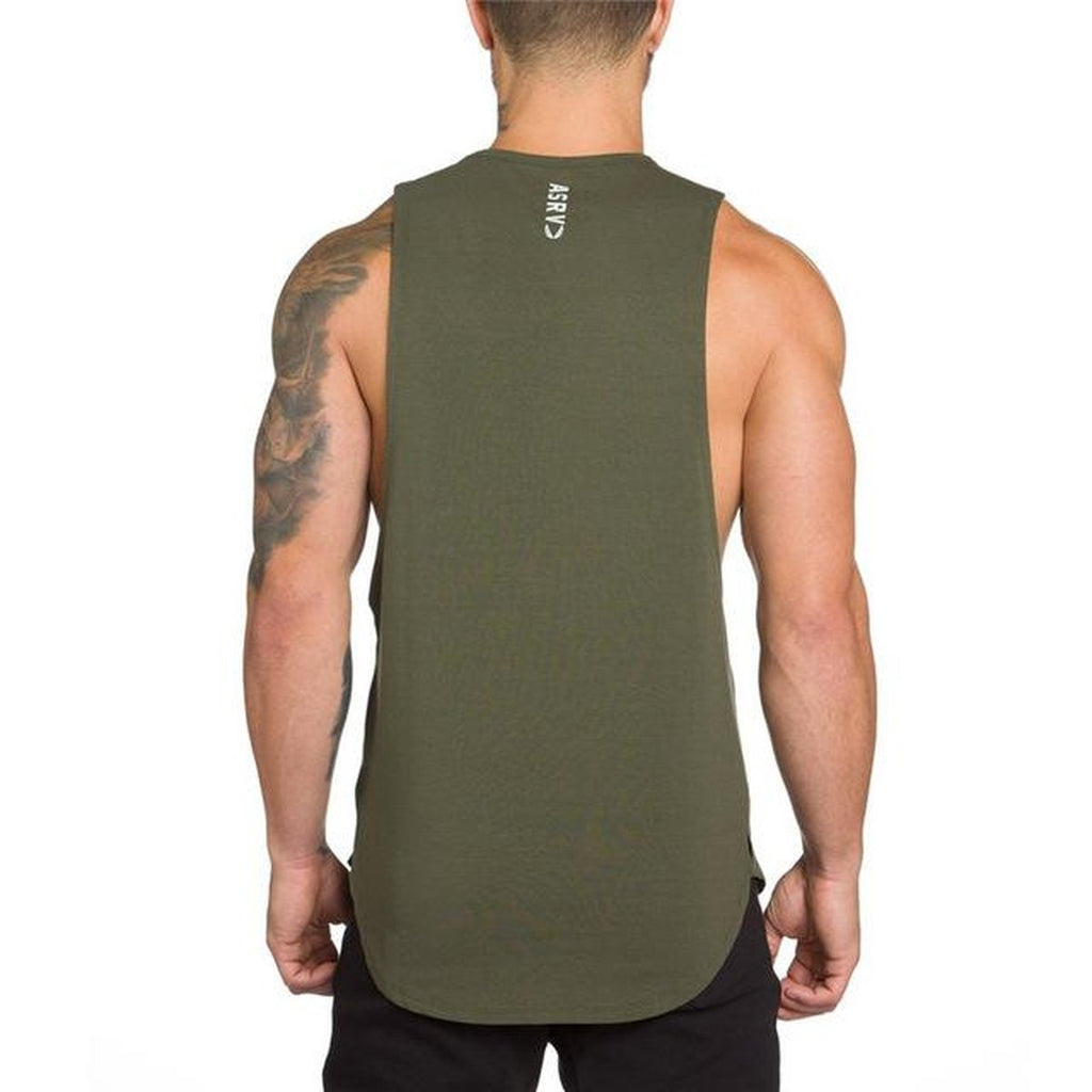 Men's Long Tank Muscle Workout T-shirt Bodybuilding Gym