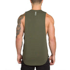Men's Long Tank Muscle Workout T-shirt Bodybuilding Gym