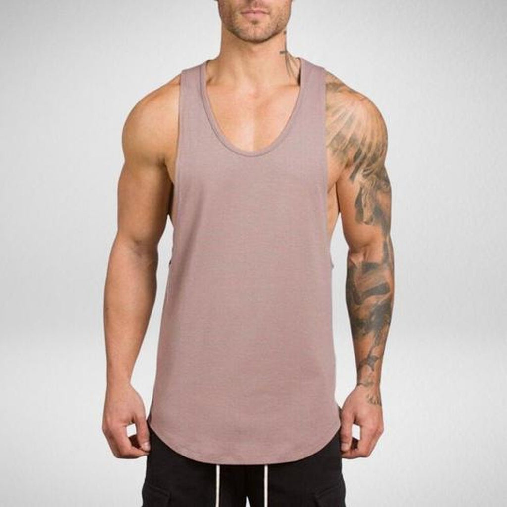 Men's Long Tank Muscle Workout T-shirt Bodybuilding Gym