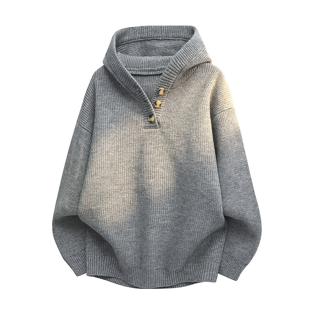 Men's Loose Half-button Hooded Knit Sweater