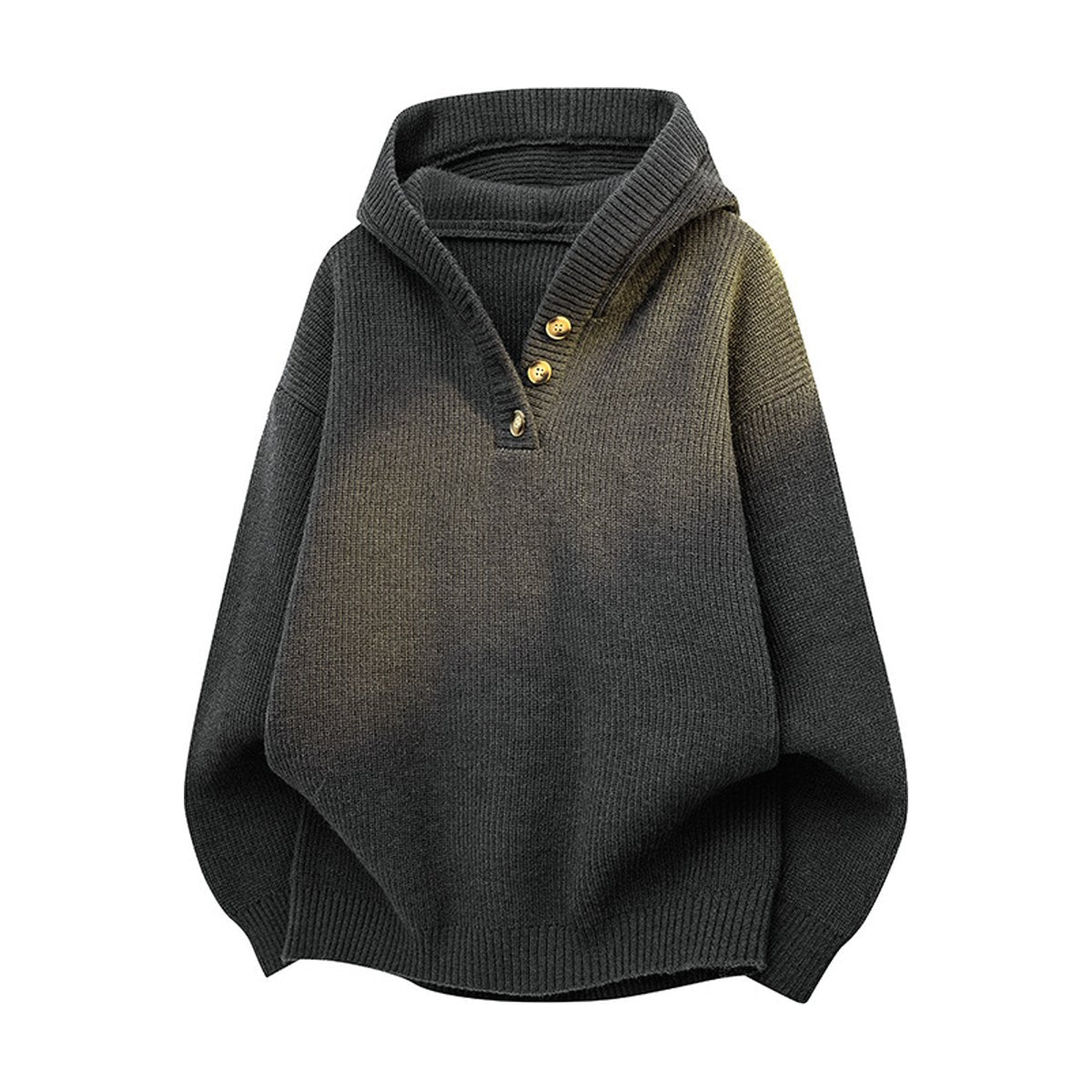 Men's Loose Half-button Hooded Knit Sweater