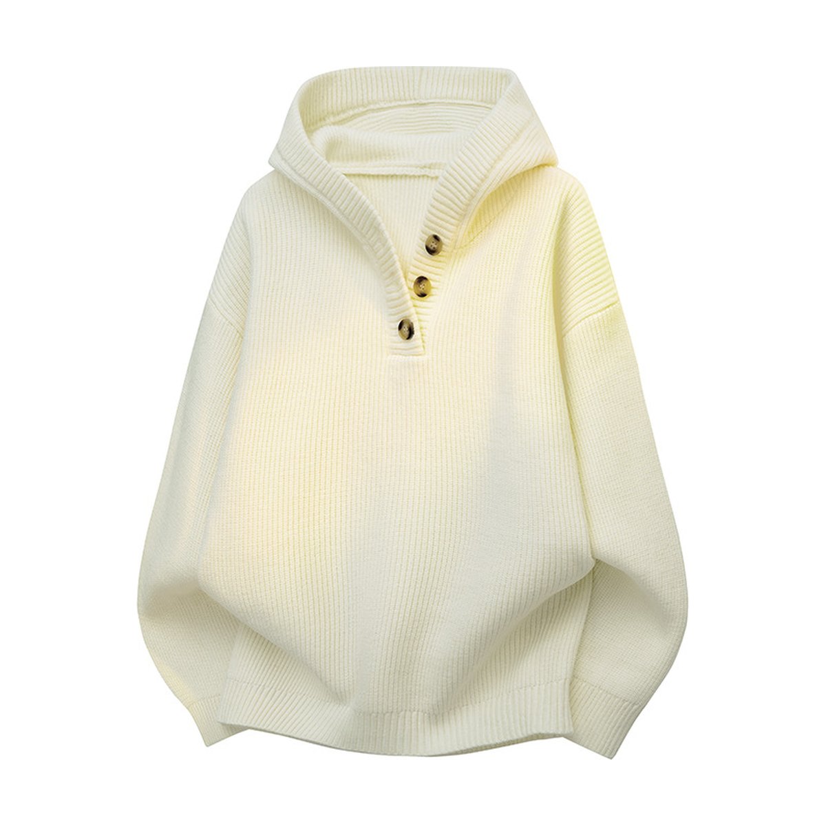 Men's Loose Half-button Hooded Knit Sweater