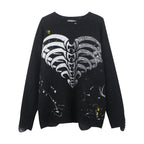 Men's Love Skeleton Printed Ink Knit Sweater