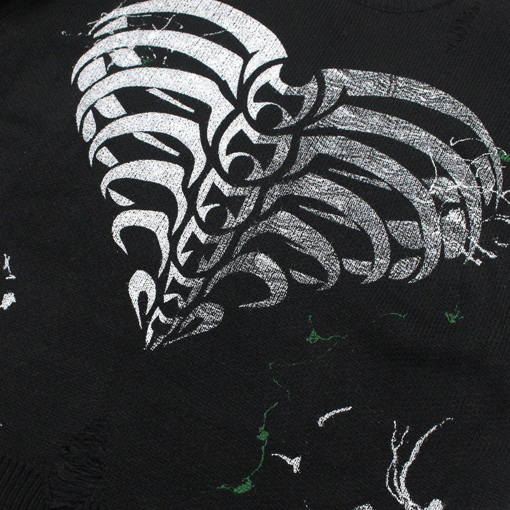 Men's Love Skeleton Printed Ink Knit Sweater