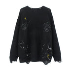 Men's Love Skeleton Printed Ink Knit Sweater