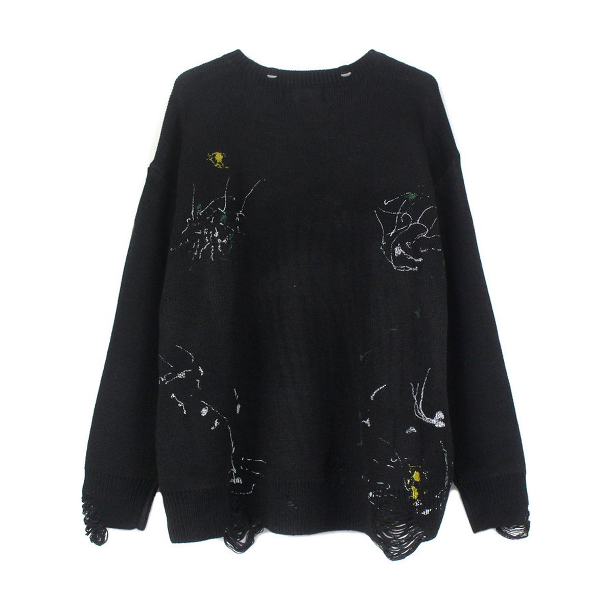 Men's Love Skeleton Printed Ink Knit Sweater