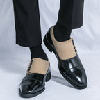 Men's Low Top Pointed Round Toe Button Leather