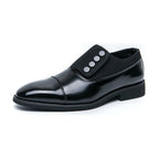 Men's Low Top Pointed Round Toe Button Leather