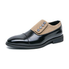 Men's Low Top Pointed Round Toe Button Leather