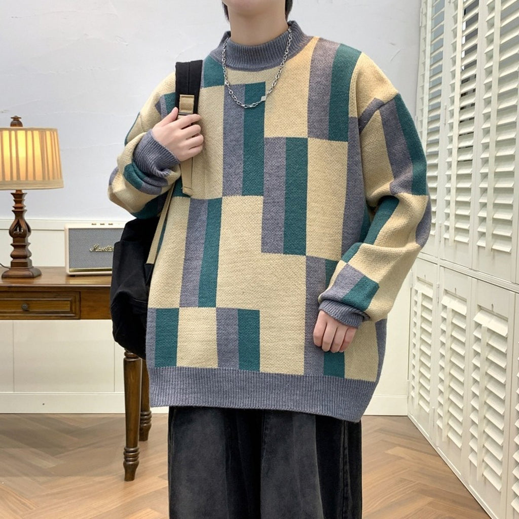 Men's Mock-neck Stripes Sweater