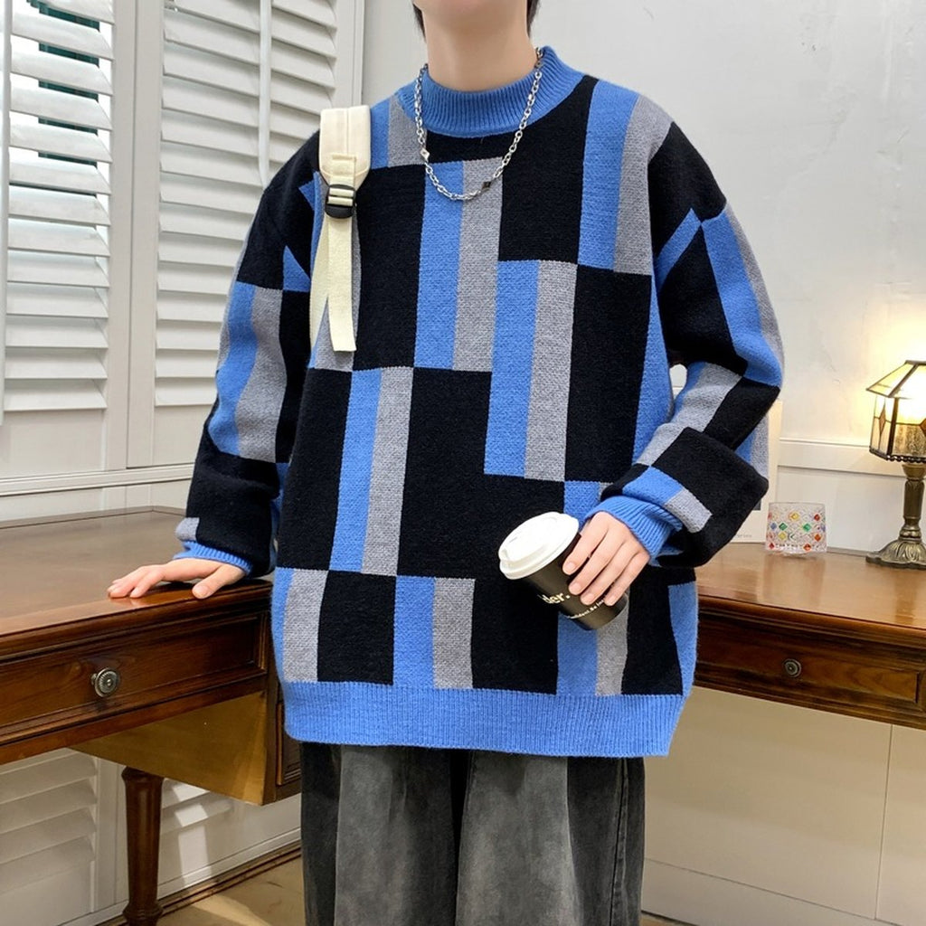 Men's Mock-neck Stripes Sweater