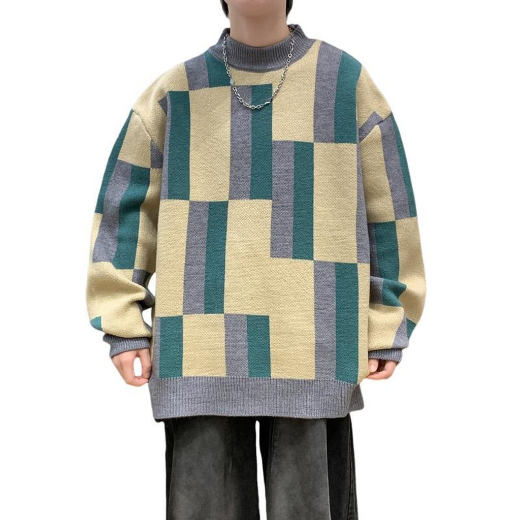 Men's Mock-neck Stripes Sweater