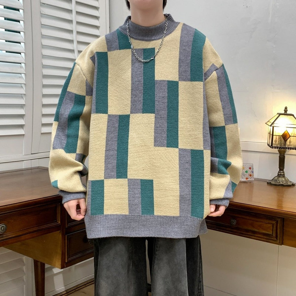 Men's Mock-neck Stripes Sweater
