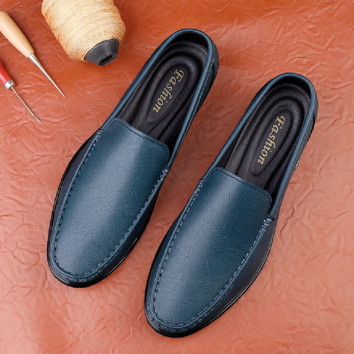 Men's Multi-color Cowhide Casual Loafers