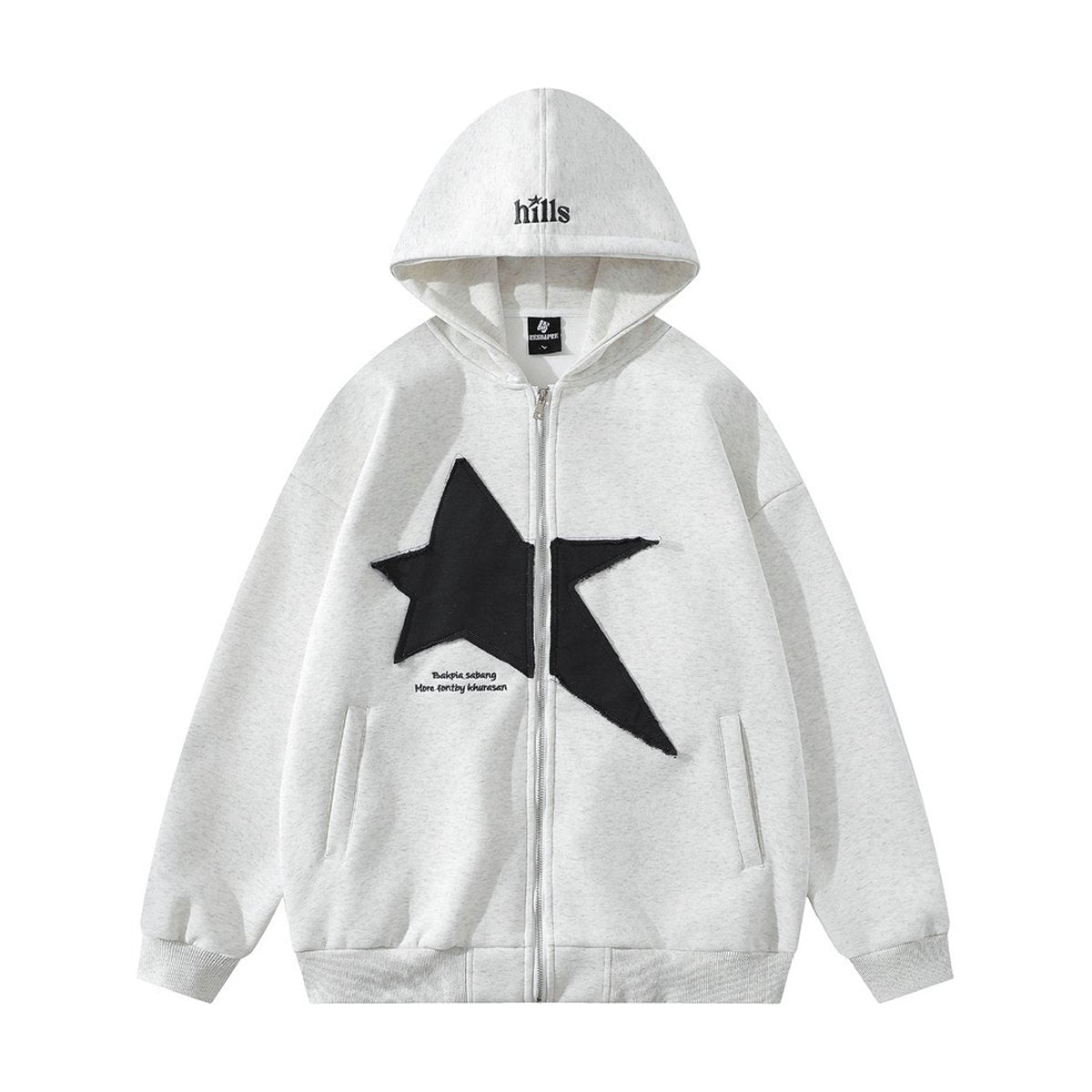 Men's Pentagram Geometry Paste Cloth Embroidery Hooded Cardigan