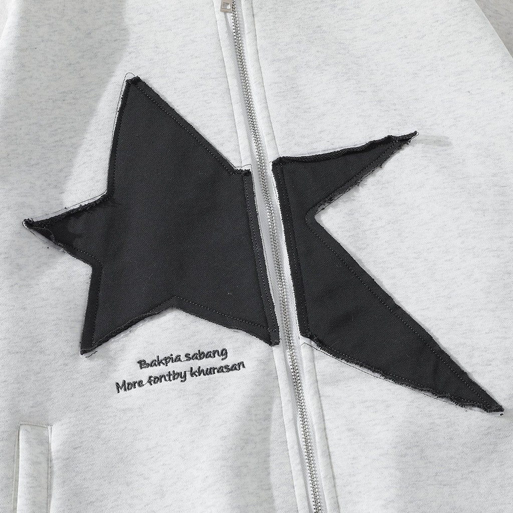 Men's Pentagram Geometry Paste Cloth Embroidery Hooded Cardigan