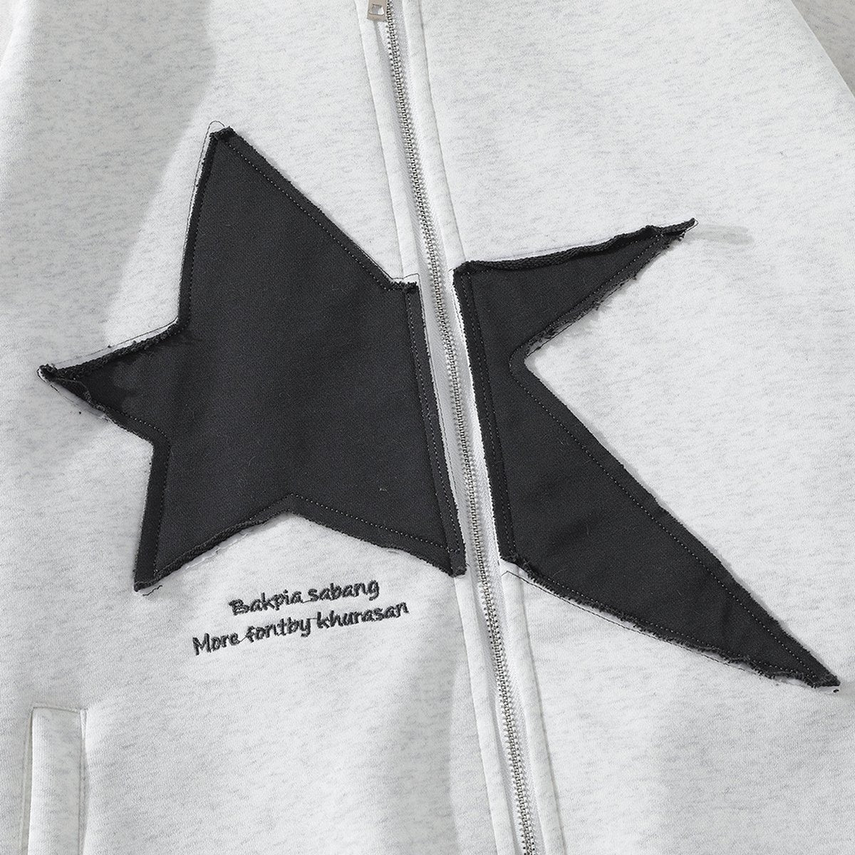 Men's Pentagram Geometry Paste Cloth Embroidery Hooded Cardigan