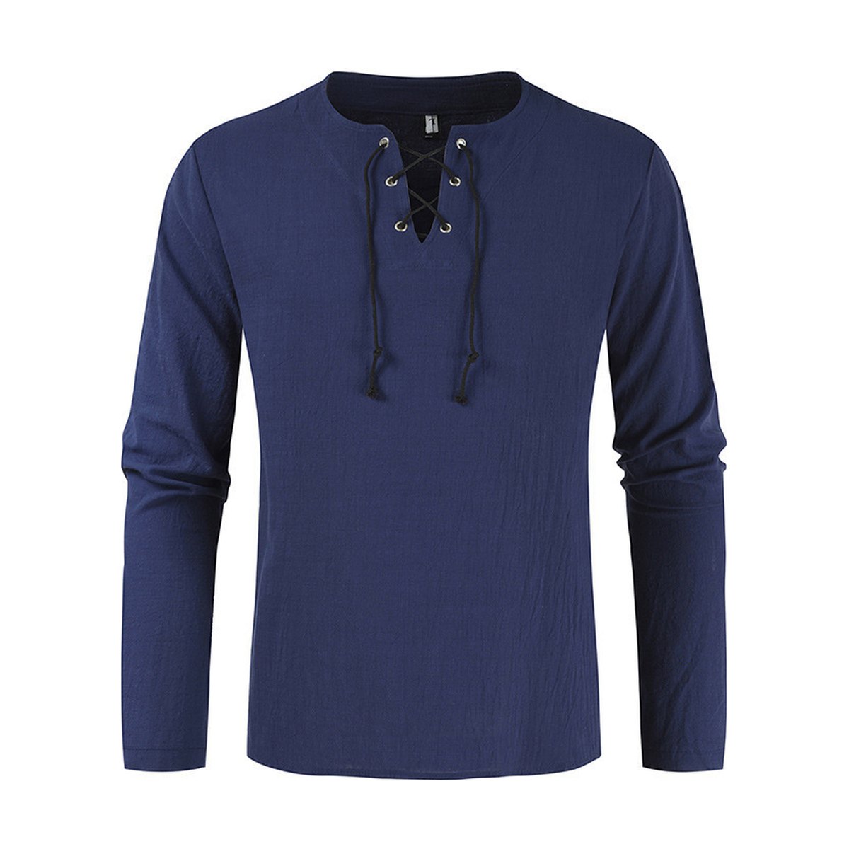Men's Plain Cotton Linen Lace-up Shirt